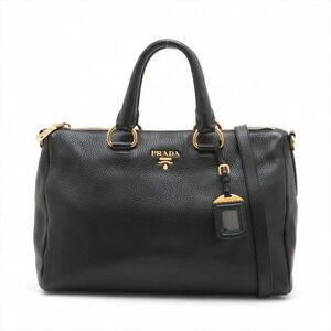 Prada Vitello Dino Leather Handbag Black
